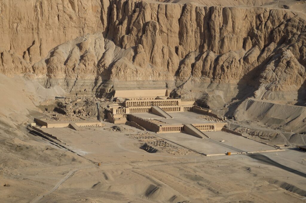 Aerial view of Hatshepsut's Mortuary Temple, Luxor, Egypt